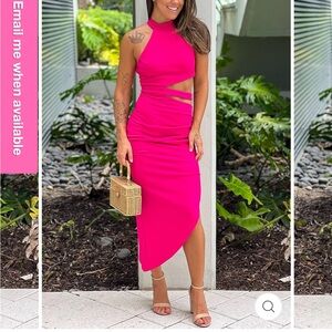 NWT Fuchsia asymmetrical cutout dress